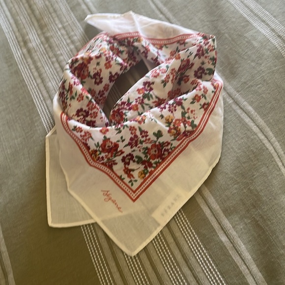 Sezane Floral White and Red Scarf